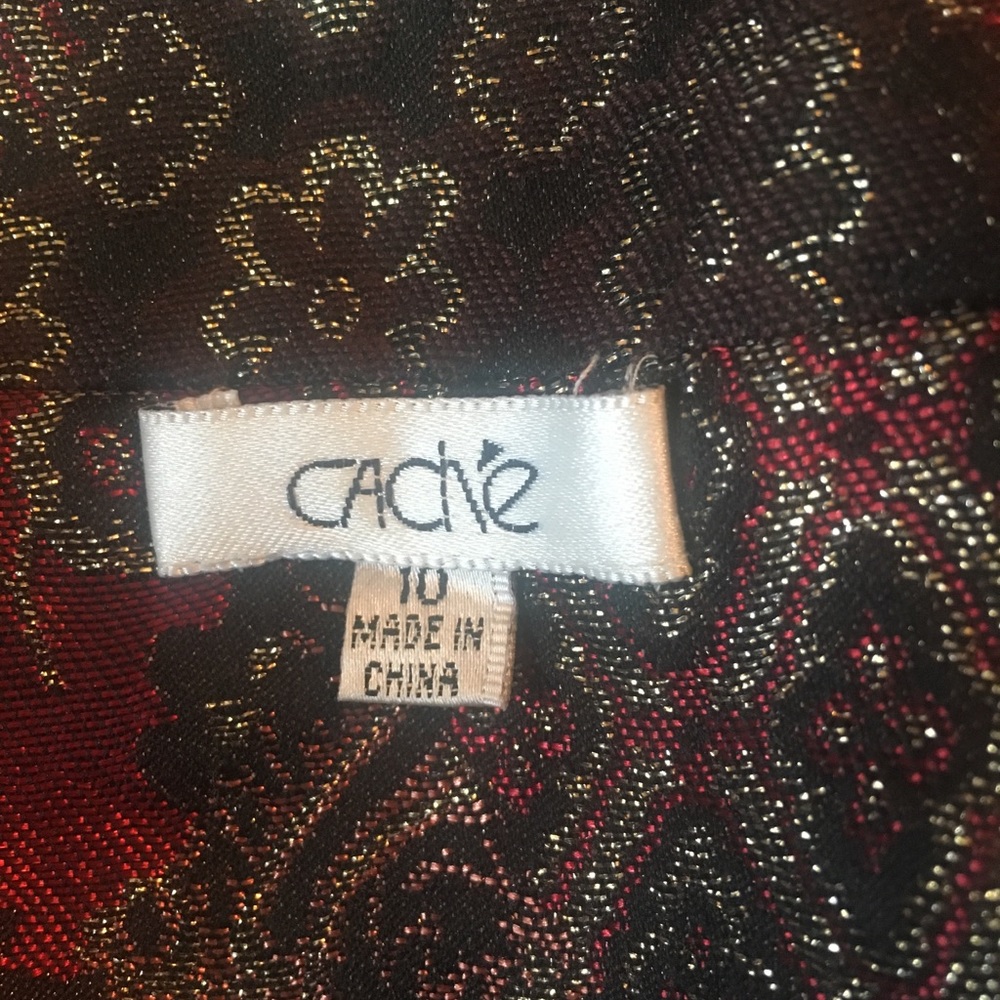 Cache Textured Brocade Jacket W’ Belt Lined Sz10 - image 4